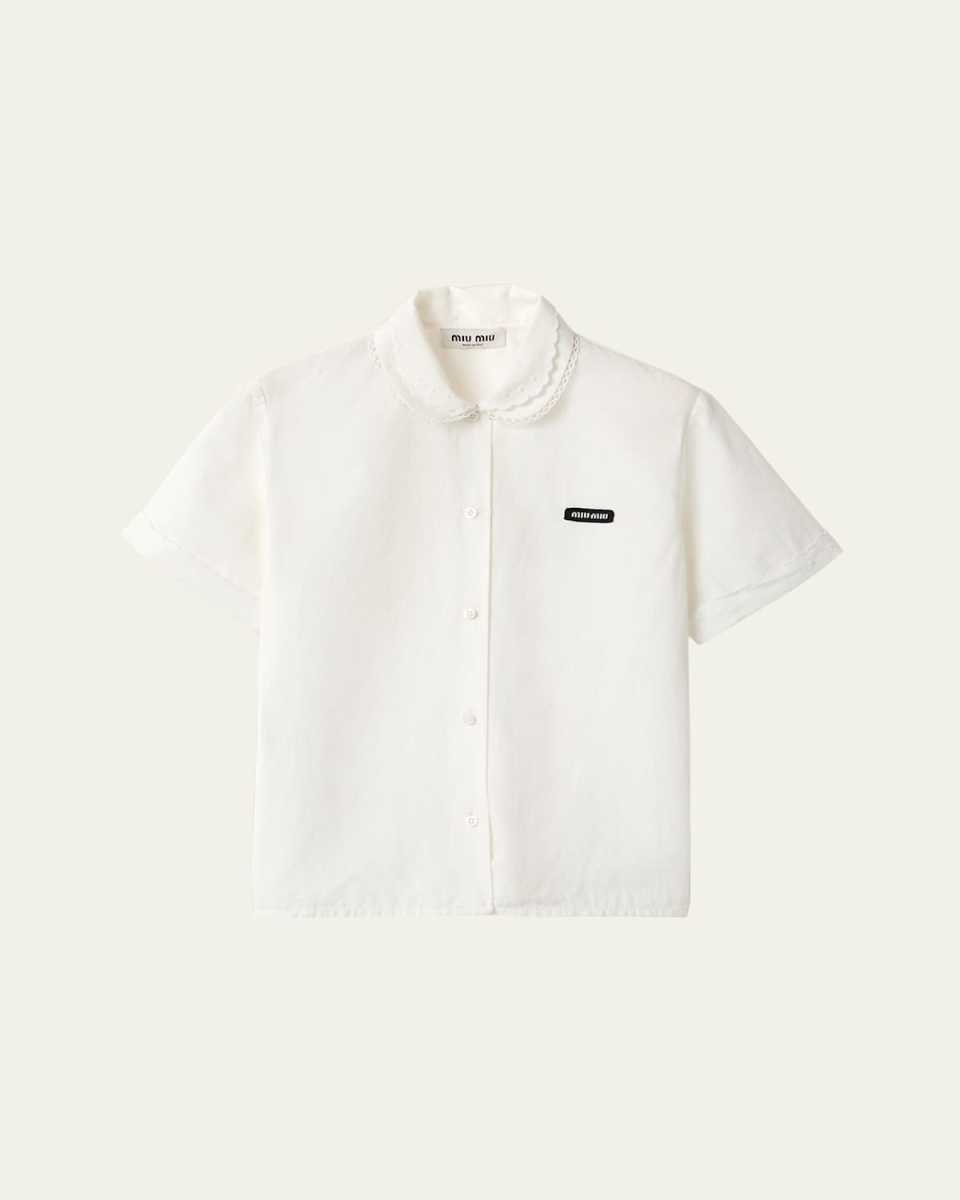 Short-Sleeve Crop Button-Down Shirt